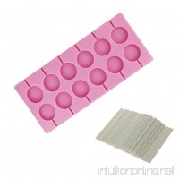 Tilarry 12-Capacity Round Chocolate Hard Candy Silicone Lollipop Molds with 100 Count 4 inch Lollypop Sucker Sticks - B0778JBX53